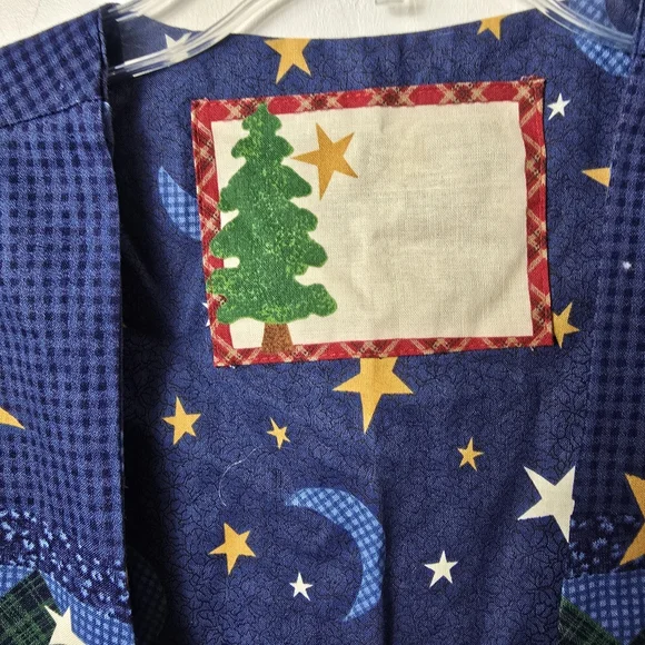 Vintage Handmade Novelty Christmas Themed Open Front Vest Granny Chic 90s Read - Picture 6 of 13